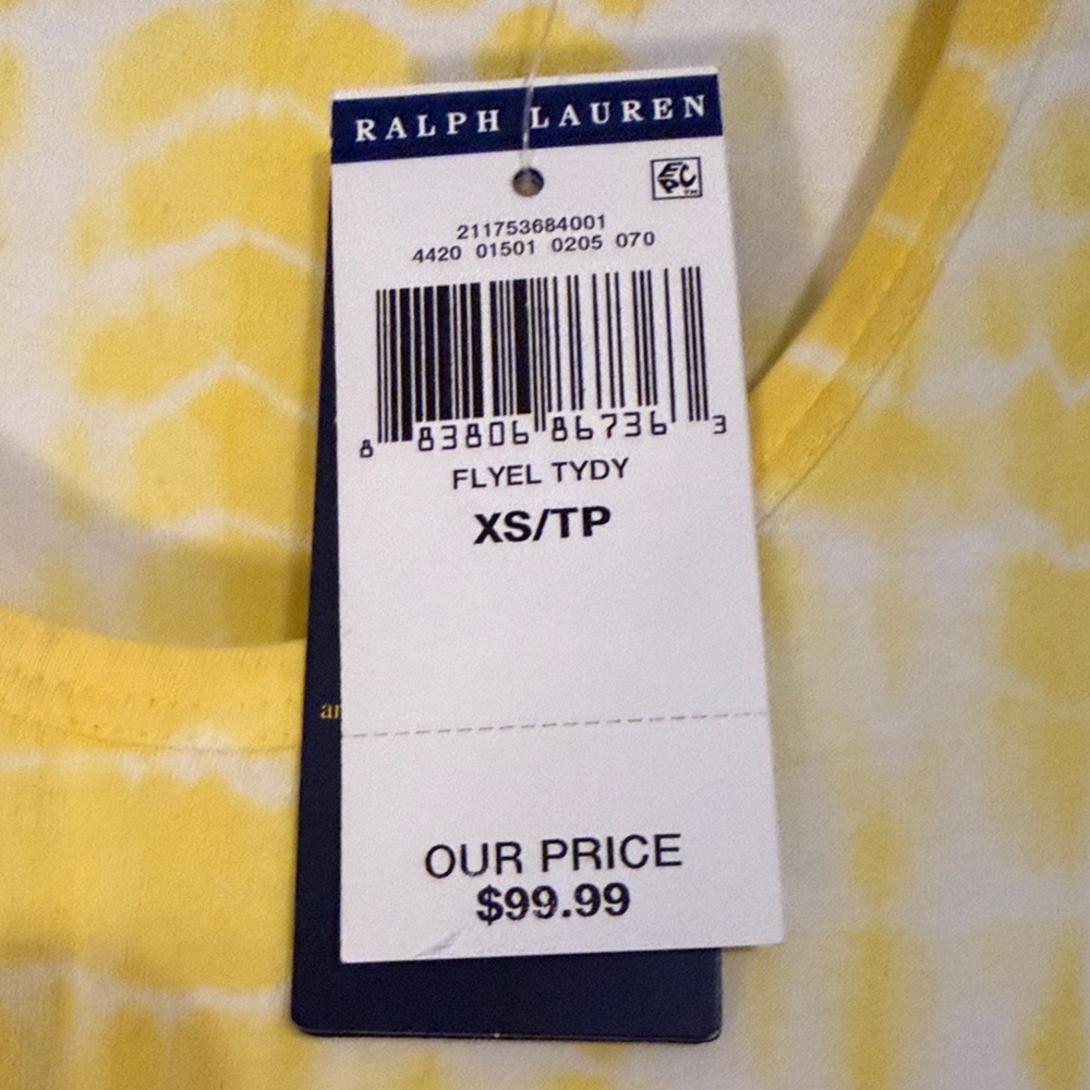 Polo by Ralph Lauren Yellow and White Tie-Dye Midi Dress - Picture 4 of 6